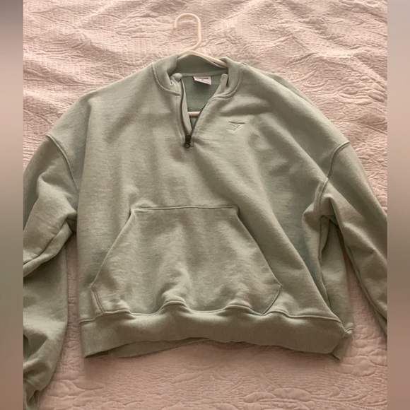 Gymshark Jackets & Blazers - Gymshark Rest Day Sweats 1/2 Zip Pullover - Refreshing Green Marl